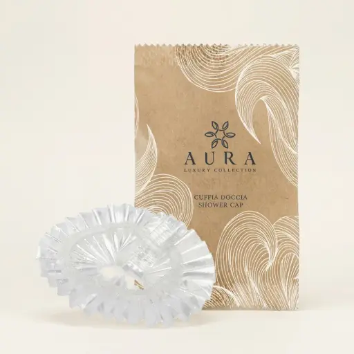 Cuffia doccia impermeabile in flow-pack di carta 100% riciclata taglia unica