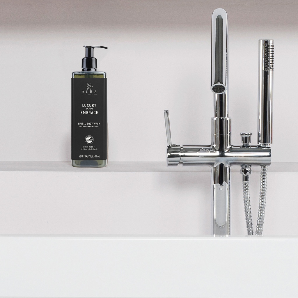 Doccia shampoo con estratti di ortica in flacone svitabile da 480 ml certificato Nordic Ecolabel