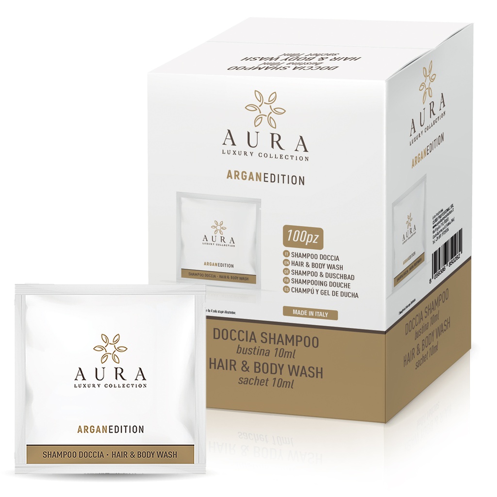 Kit bustine shampoo doccia all'Argan da 10 ml