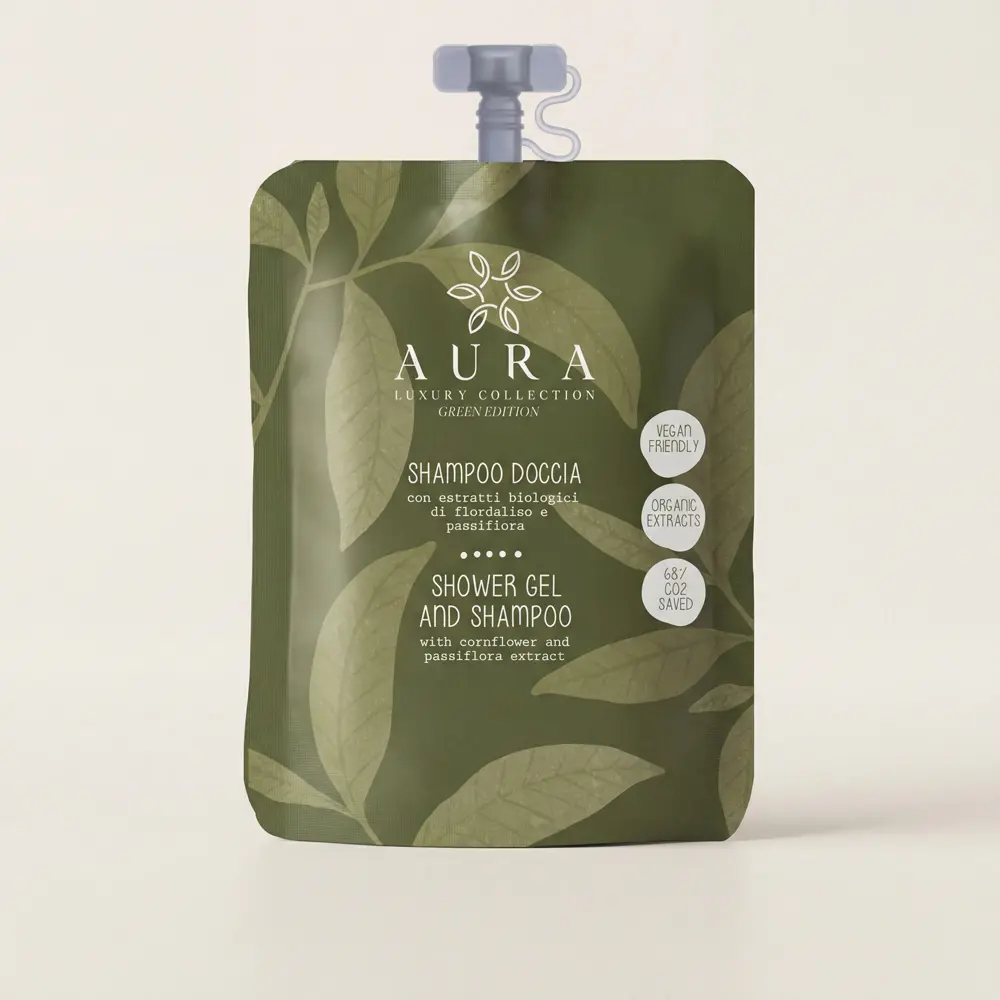 Kit bustine shampoo doccia stand-up con tappo al fiordaliso e passiflora 30 ml