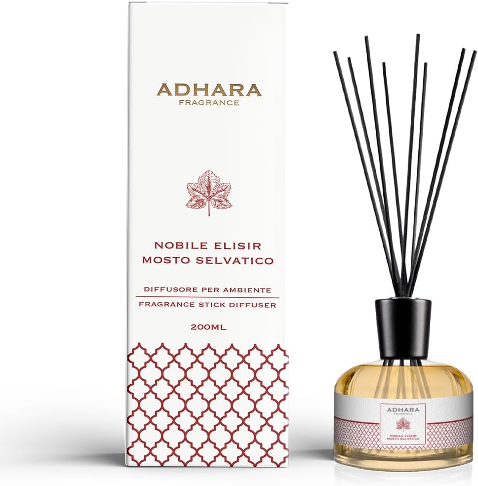 Living diffuser Diffusore di profumo per ambienti 200 ml Fragranza Nobile elisir Mosto selvatico con bastoncini in legno inclusi