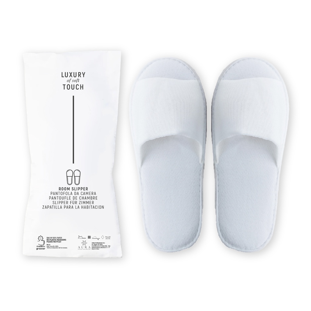 Kit Ciabatta aperta in poliestere imbustata in carta unisex (1paio/cf)