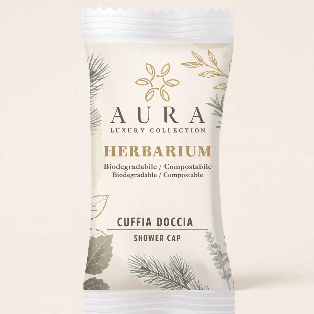 Herbarium Edt Cuffia doccia compostabile in bustina di carta Aura Luxury Collection