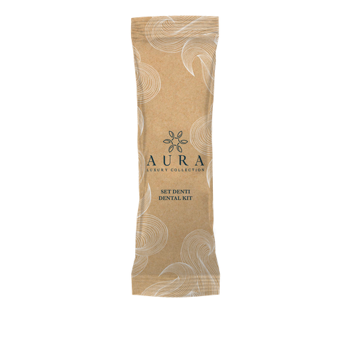 Kit igiene orale con spazzolino da denti e tubetto di dentifricio a menta da 5 ml