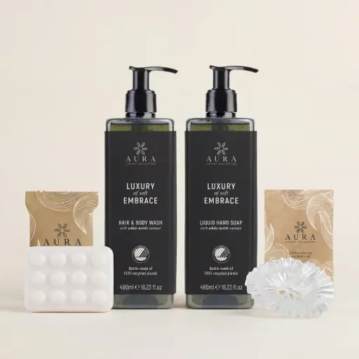 [BUND0309] Kit Cortesia Hotel con Dispenser Nordic Swan Ecolabel